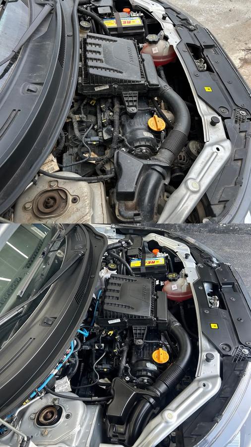 Motor antes e depois da limpeza