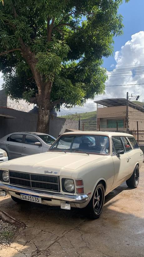Opala Caravan bege clássica sob a mangueira